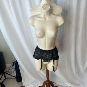 Black Lace Garter Belt – Sheer Floral Lace w/ Adjustable Straps